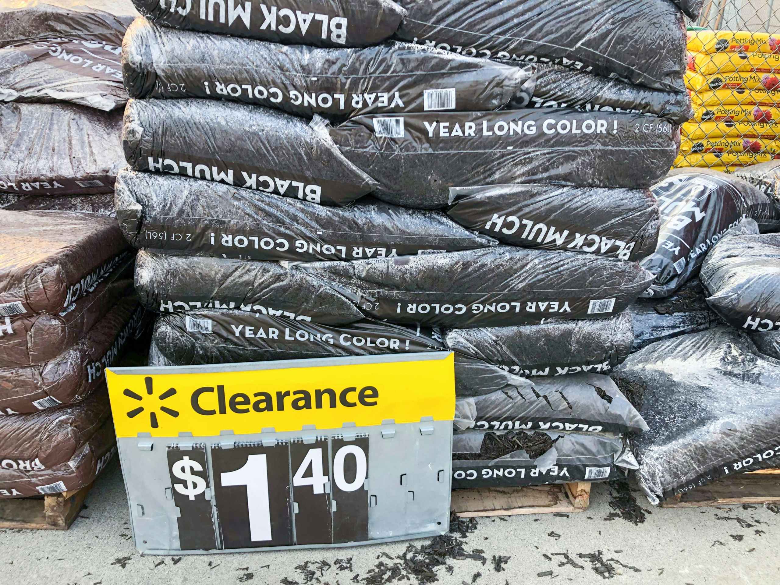 bagged mulch on clearance at Walmart