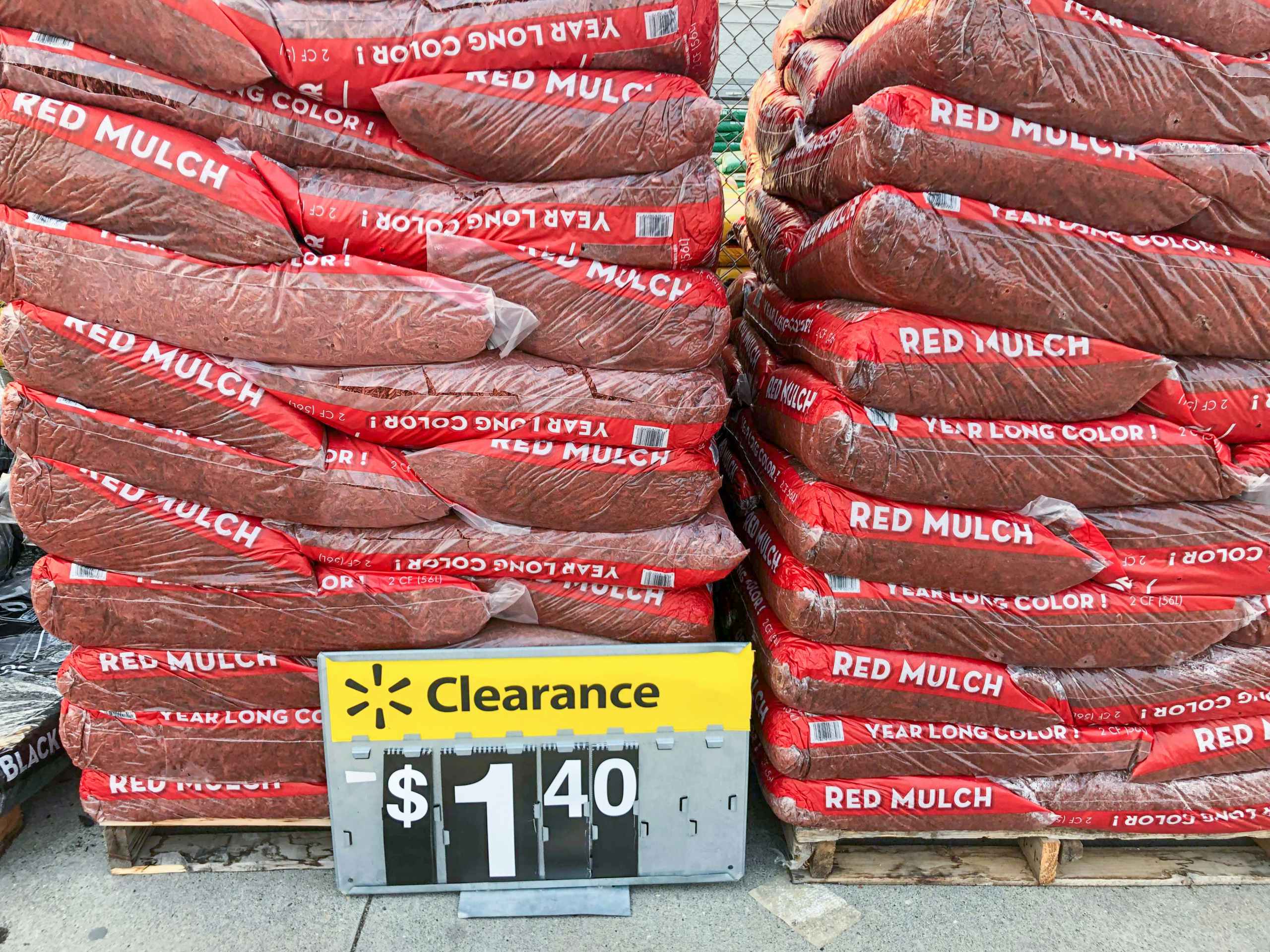 bagged mulch on clearance at Walmart