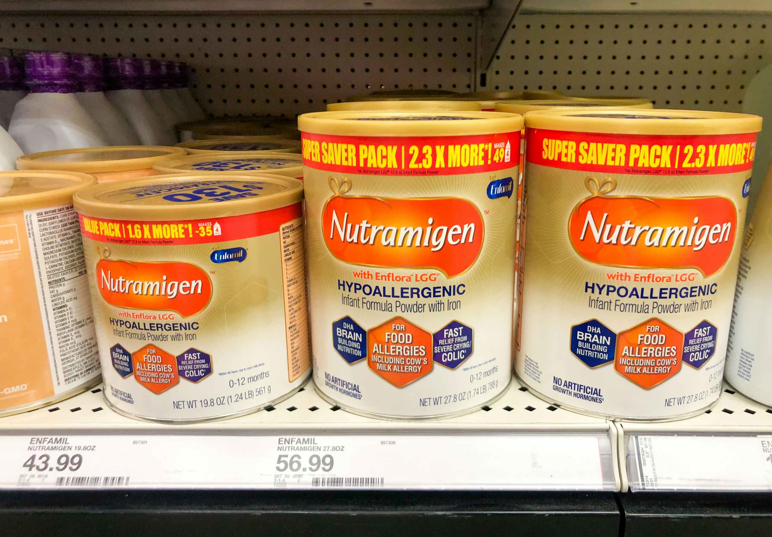 tins of infant formula on Target shelf
