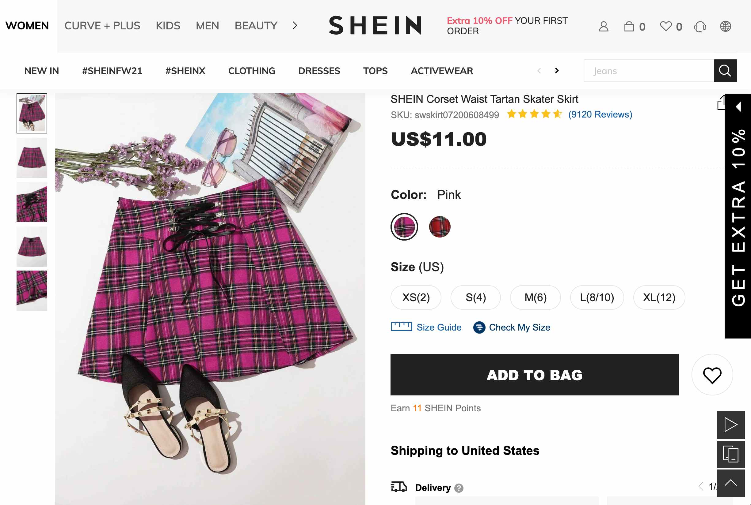 Shein website corset waist tartan skater skirt
