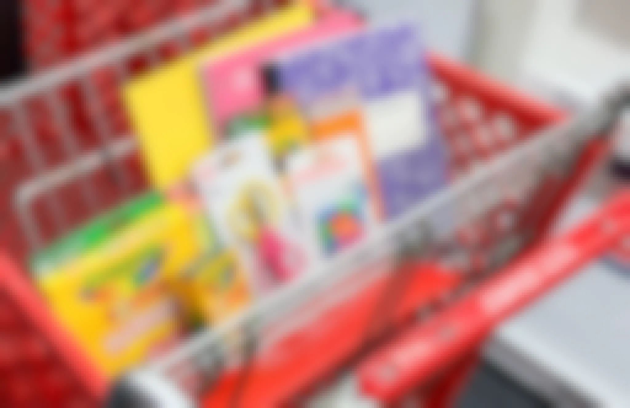 staples cart with school supplies