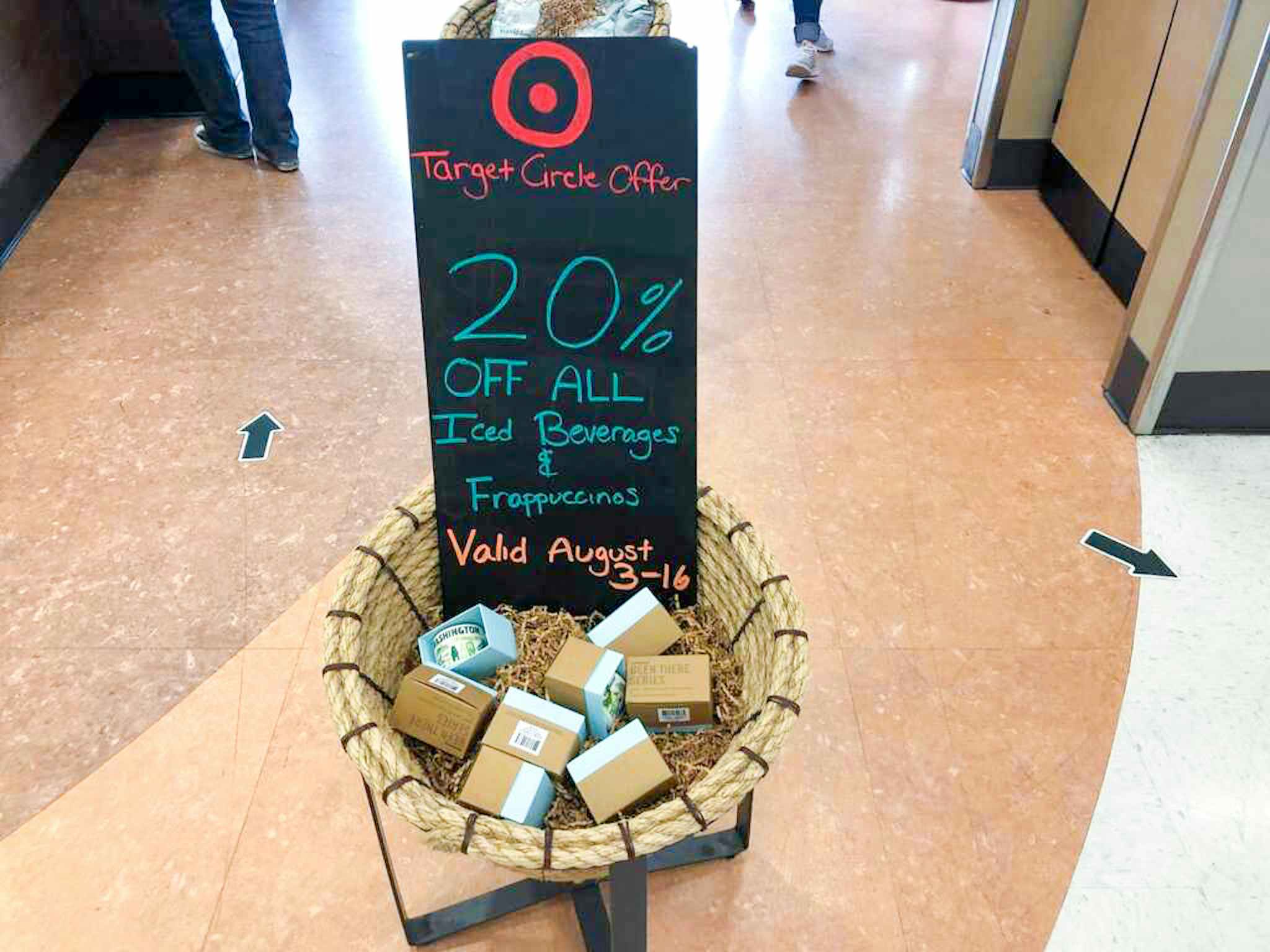 starbucks promotion sign inside of target