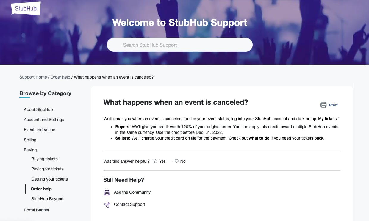 StubHub said they'd refund canceled tickets, but now they're