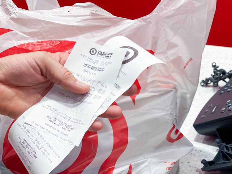 target return receipts and bag