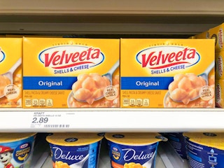 velveeta shells & cheese boxed dinners on target shelf