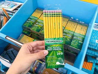 hand holding ticonderoga pencils at walmart