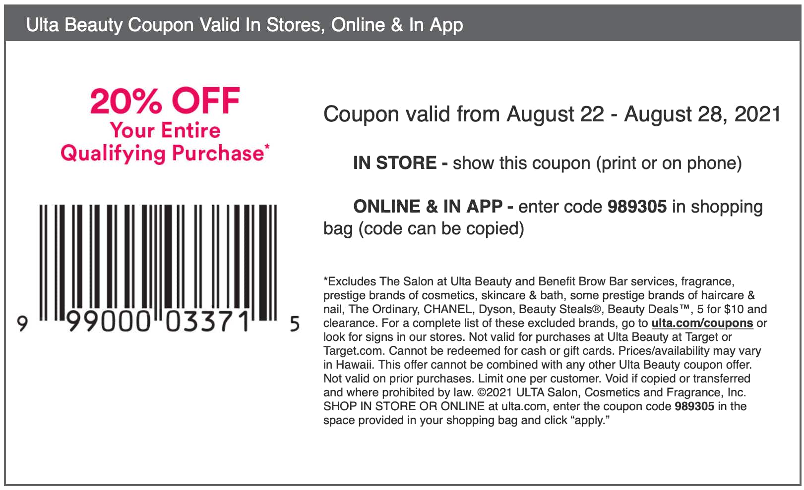 ulta coupon valid through august 28