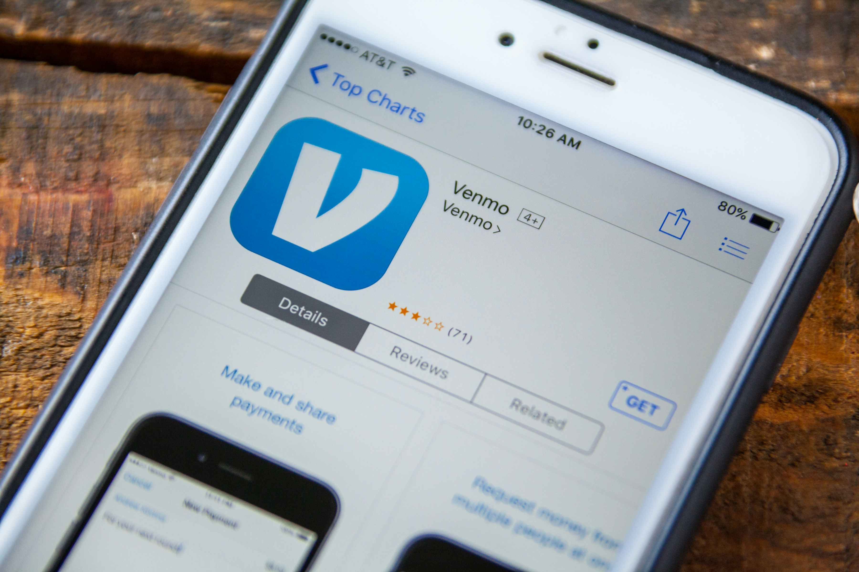 phone showing venmo app page