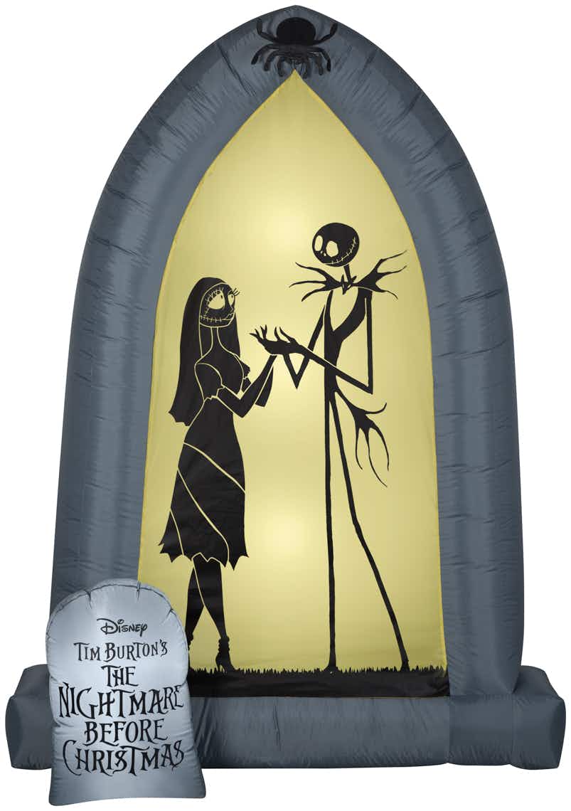 disney the nightmare before christmas inflatable jack and sally tombstone on white background