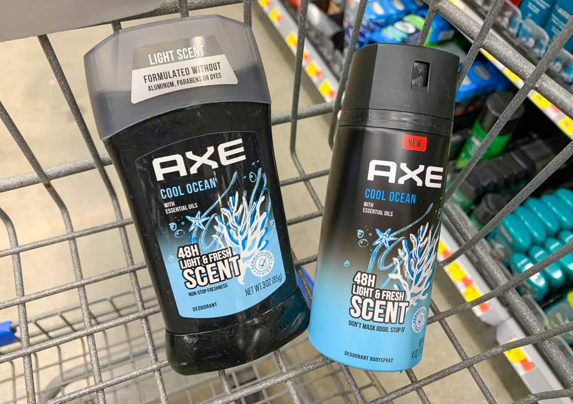 axe deodorant and body spray in walmart cart
