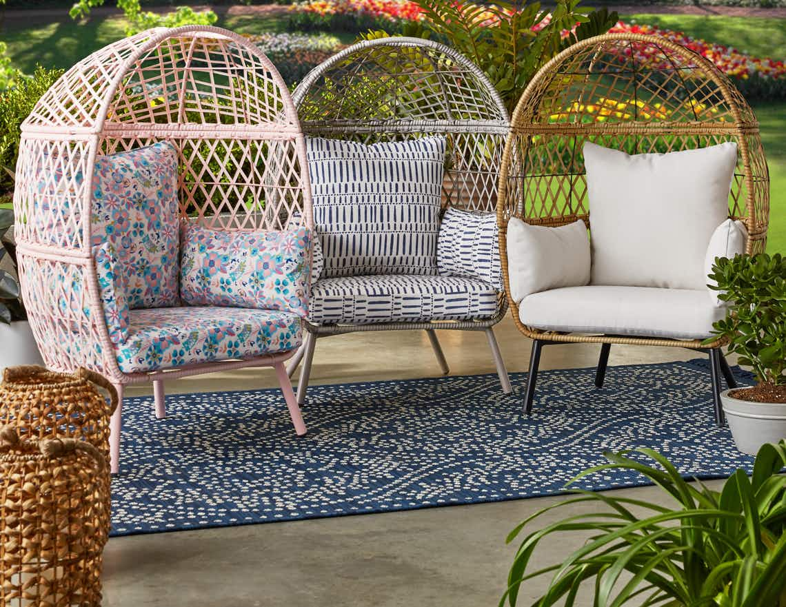 stock photo of better homes gardens kids wicker egg chairs