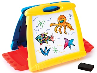 stock photo of crayola double sided dry erase easel on white background