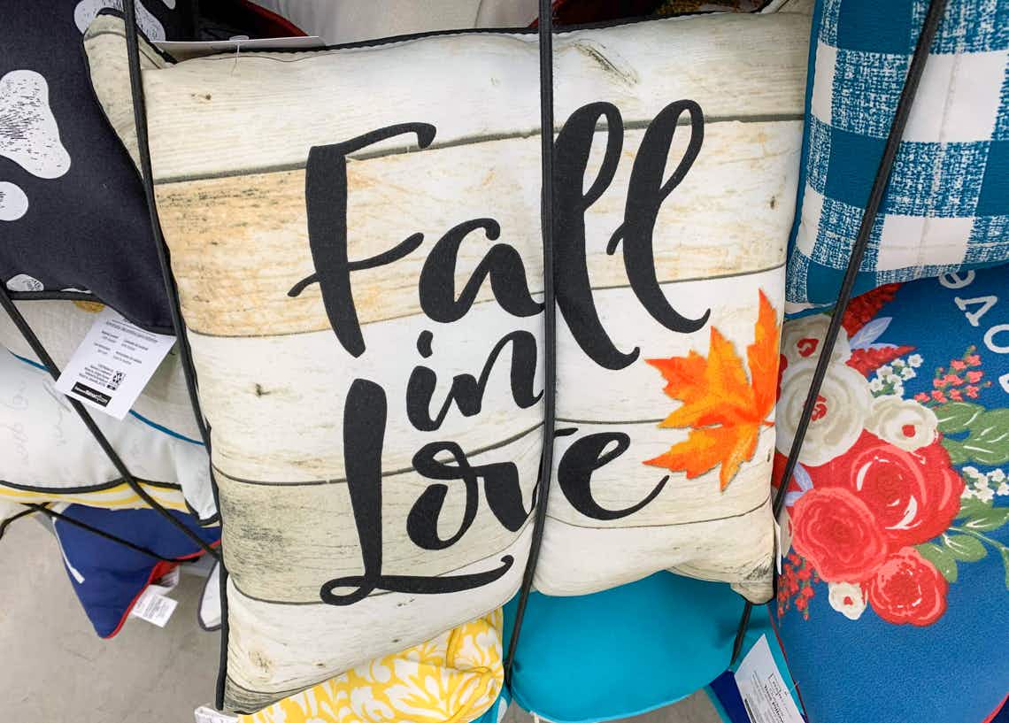 fall in love outdoor decorative pillow
