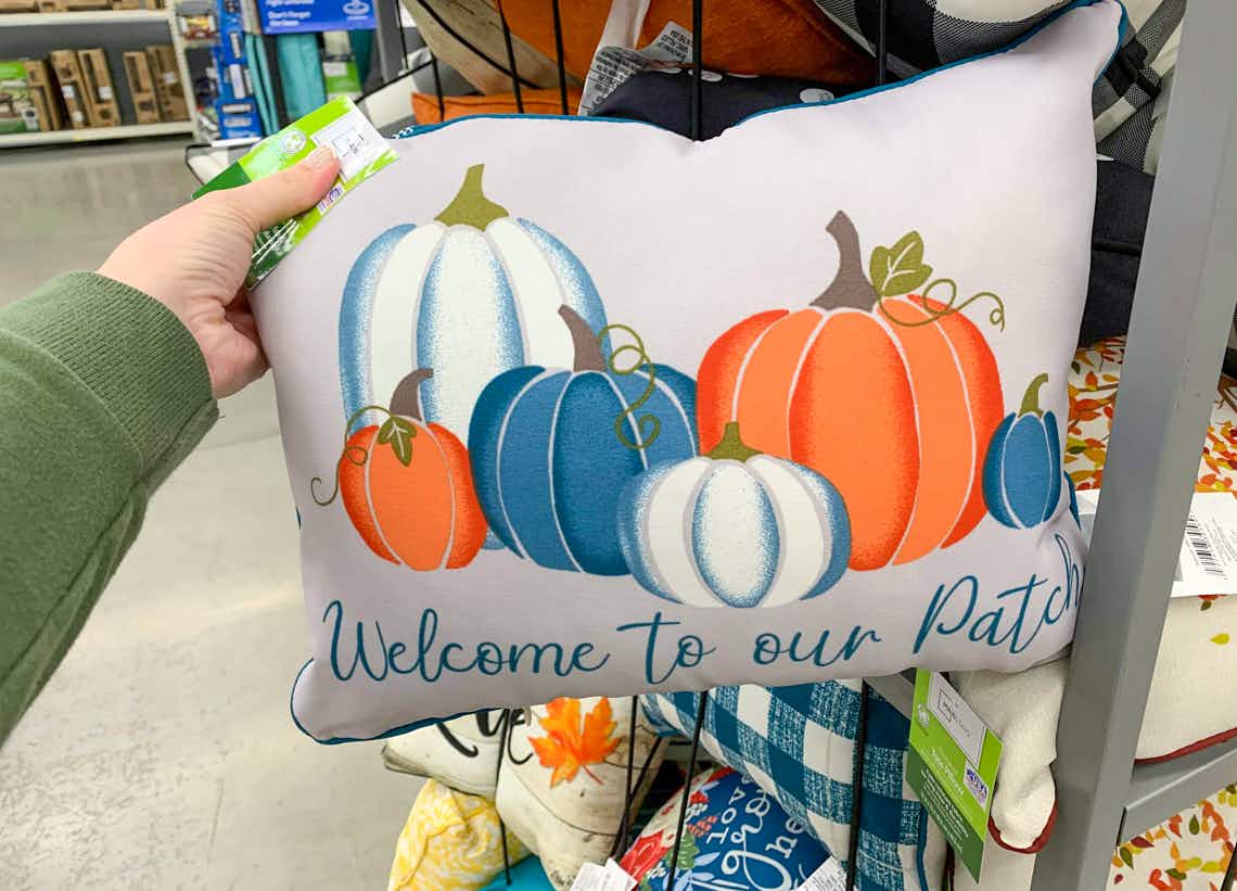 welcome to our patch outdoor throw pillow