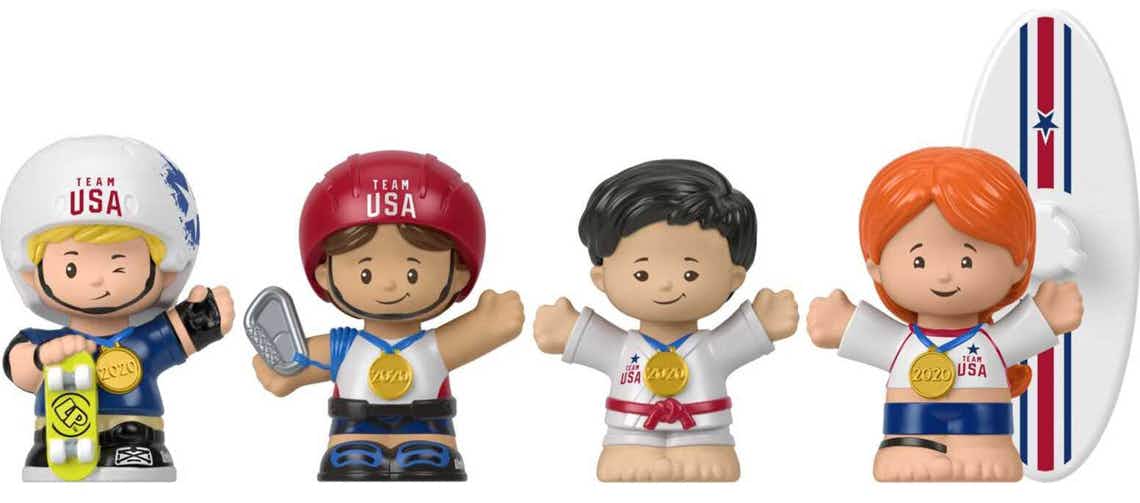 stock photo of fisher price little people team usa figure toys on white background