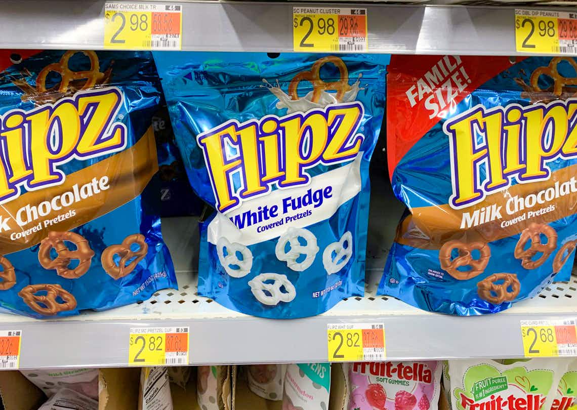 flipz fudge covered pretzels on walmart shelf