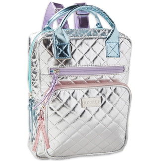 stock photo of justice mini backpack on white background