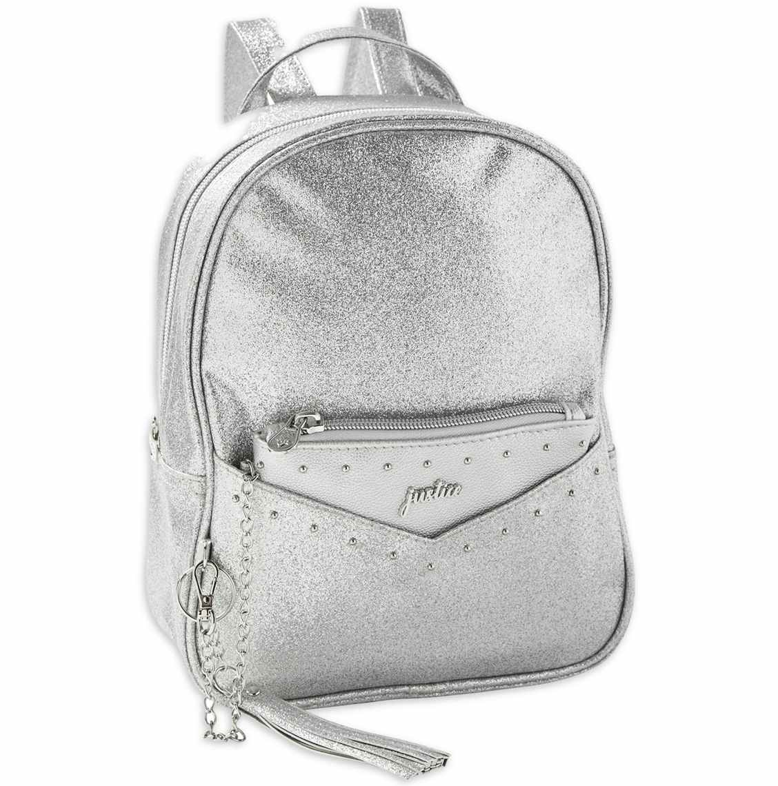 stock photo of justice mini backpack on white background