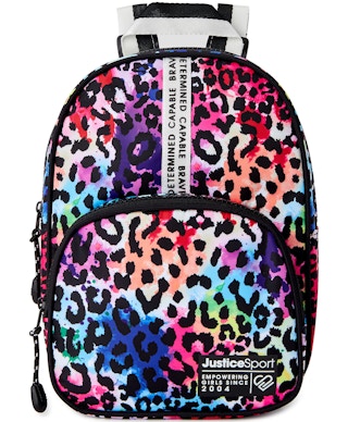 stock photo of justice mini backpack on white background