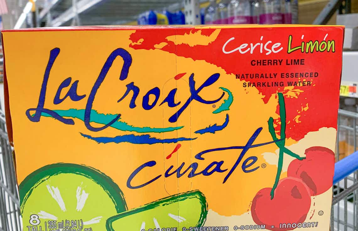 close up of la croix curate cherry lime sparkling water
