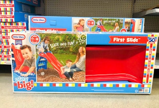 little tikes first slide boxed on floor of walmart