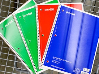 four pen+gear 1-subject notebooks in walmart cart