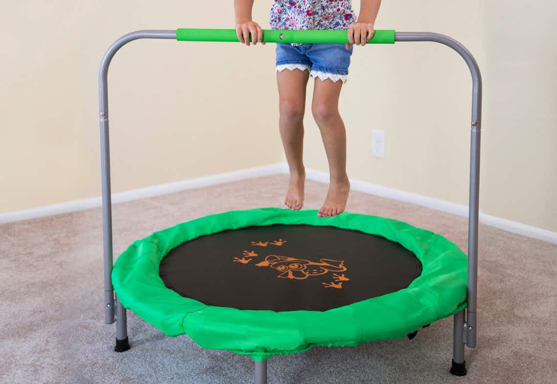 stock photo of skywalker bouncer trampoline staged in room