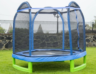 stock photo of my first trampoline in yard
