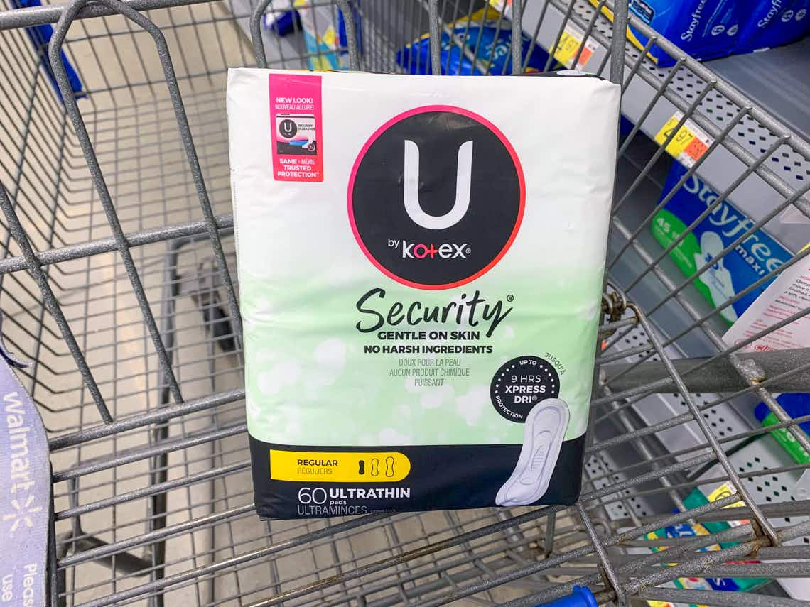 u by kotex security pads in walmart cart