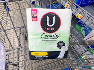 u by kotex security pads in walmart cart