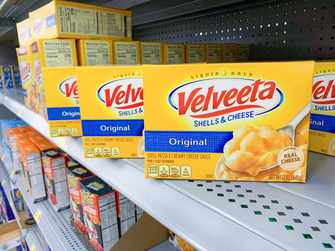 velveeta shells & cheese boxed dinners on walmartshelf