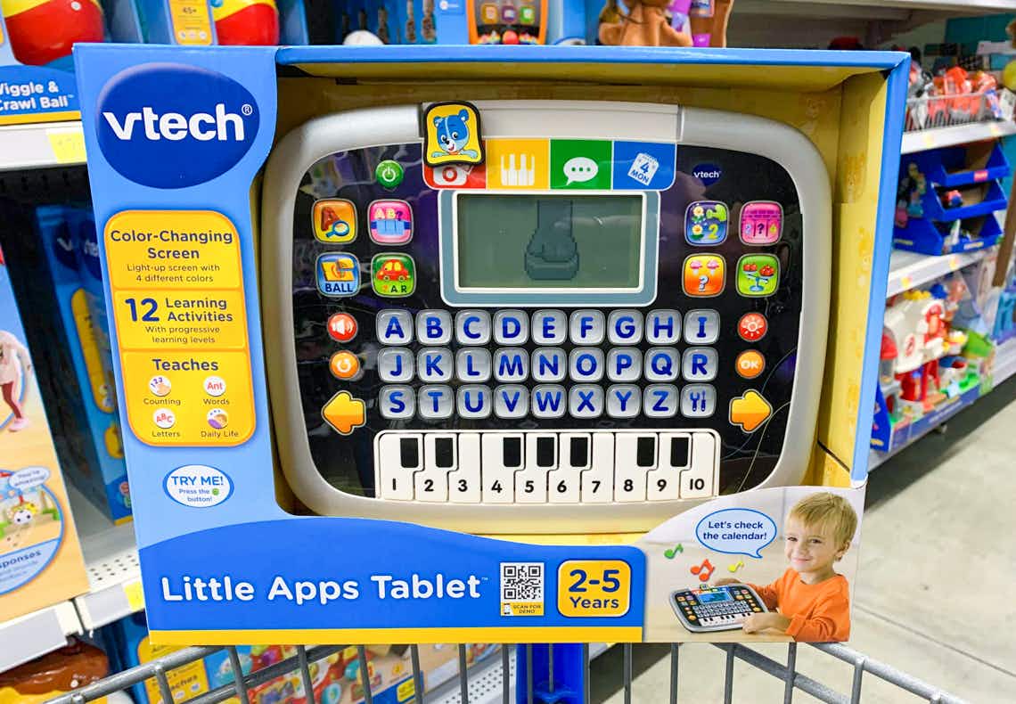 vtech little apps tablet on corner of walmart cart