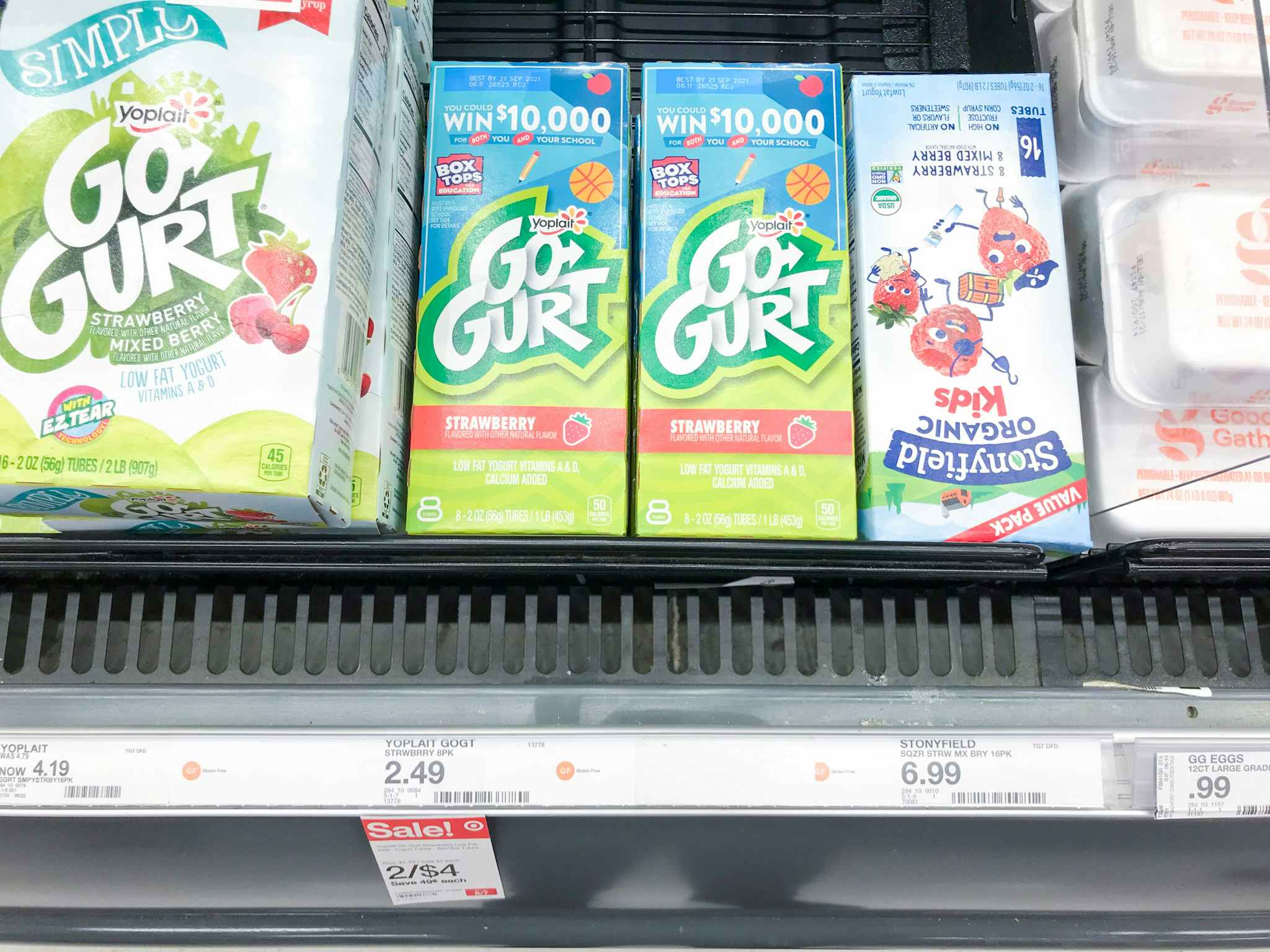 yoplait go-gurt yogurt tubes on a target shelf