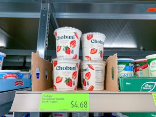 Chobani strawberry yogurt at Aldi