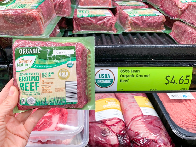 Organic Simply Nature grass fed beef at Aldi