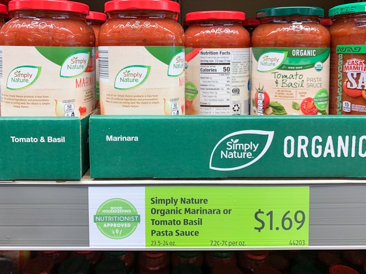 Simply Nature pasta sauce at Aldi