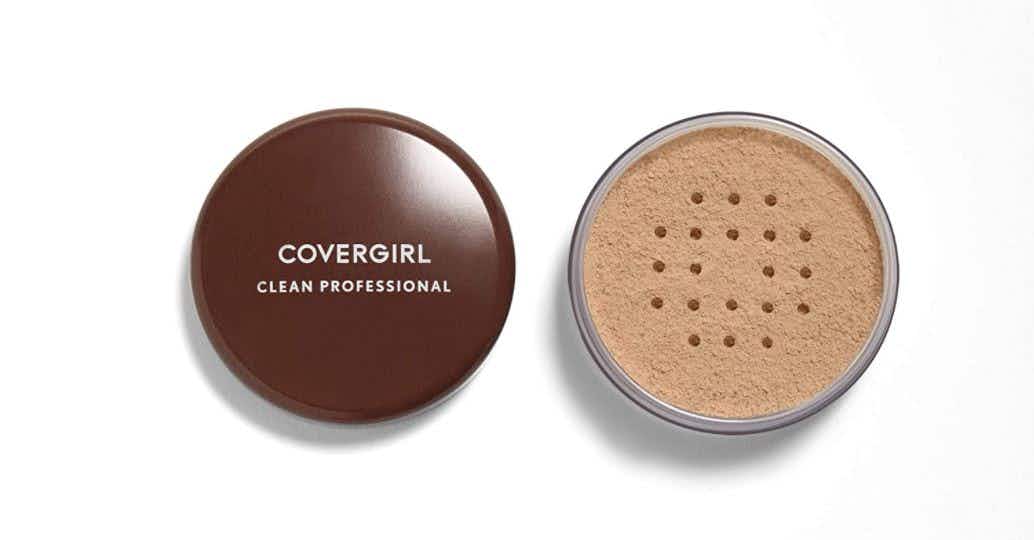 An open container of Covergirl translucent finishing powder.