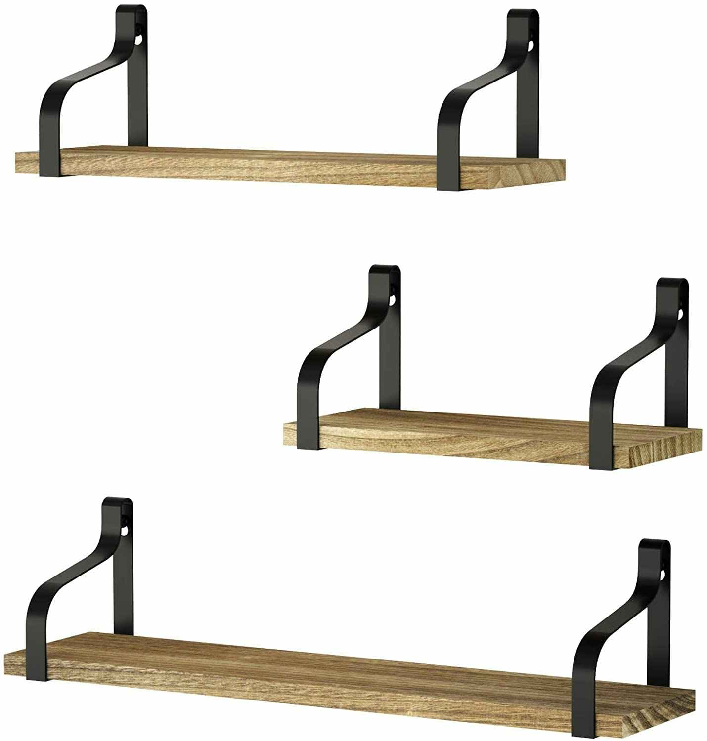A pack of three rustic floatin shelves.