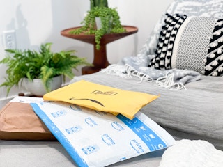 amazon packages on couch