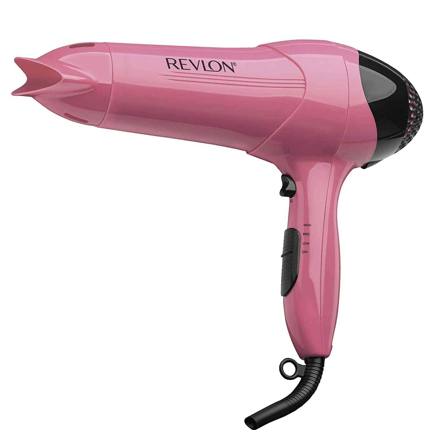 A pink Revlon hair dryer.