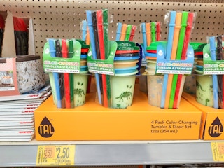 cups on clearance on Walmart store shelf