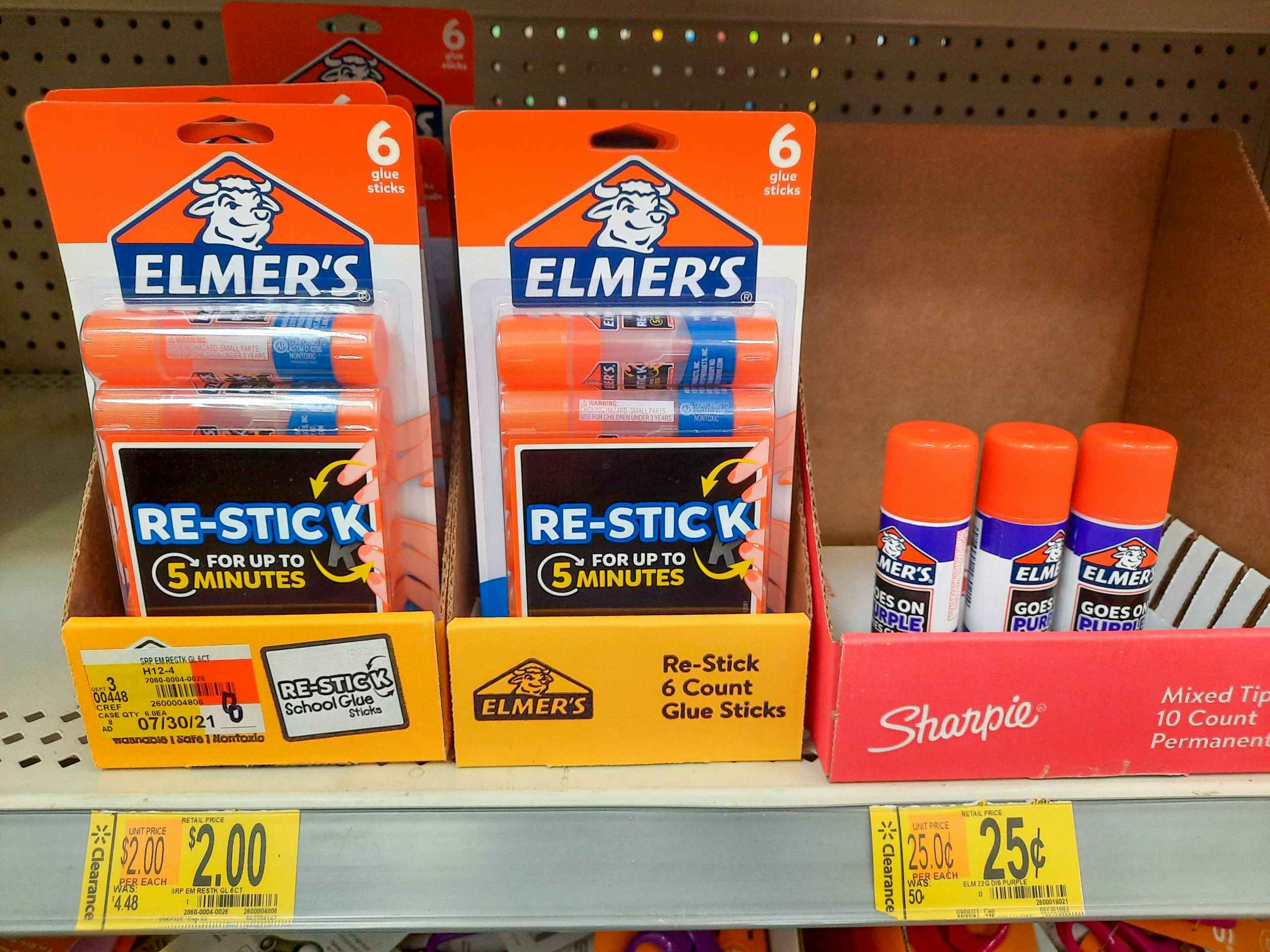 glue sticks on clearance Walmart shelf