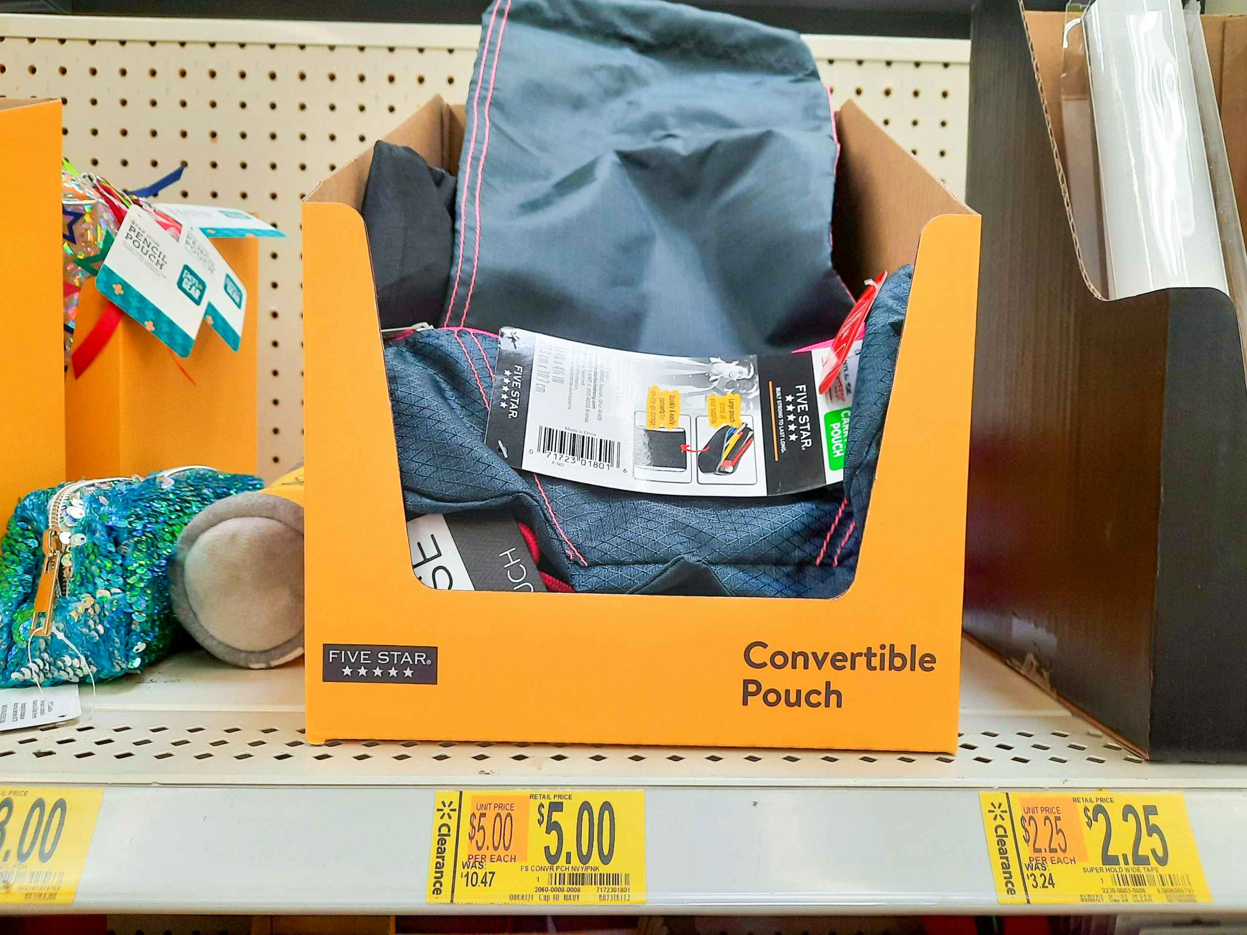 school supplies on Walmart store shelf