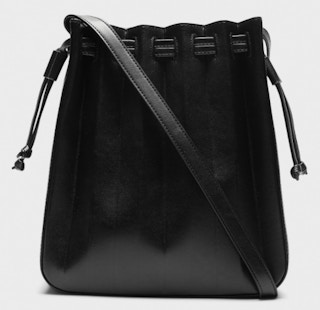 Vegan Leather Pleated Bucket Bag