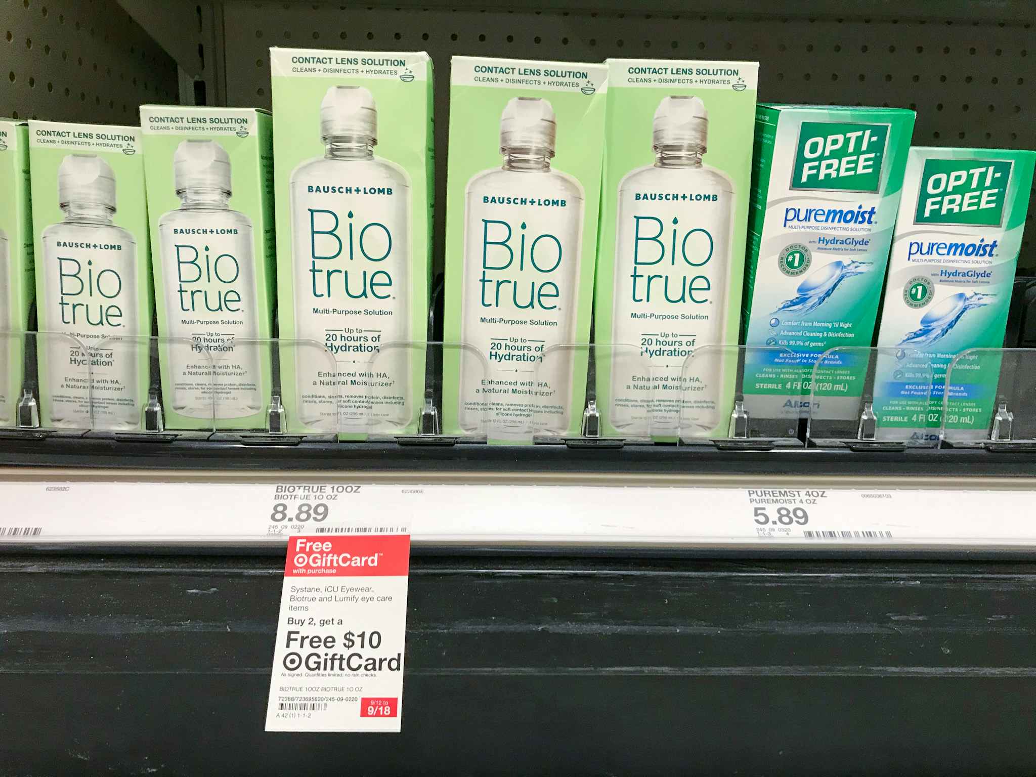 biotrue contact solution on a target shelf