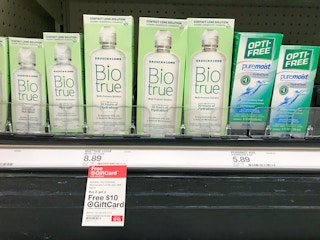 biotrue contact solution on a target shelf