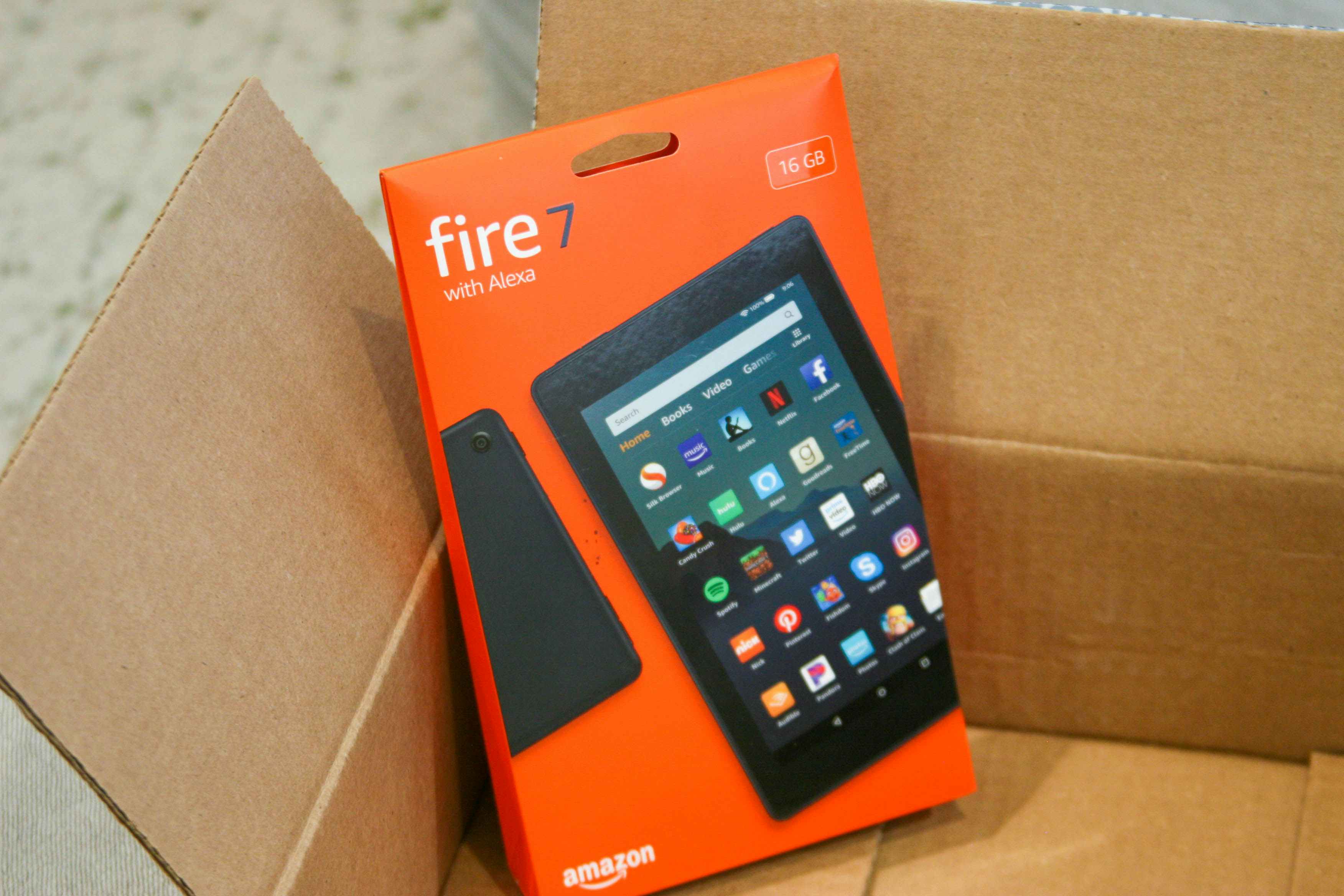 fire 7 tablet in box