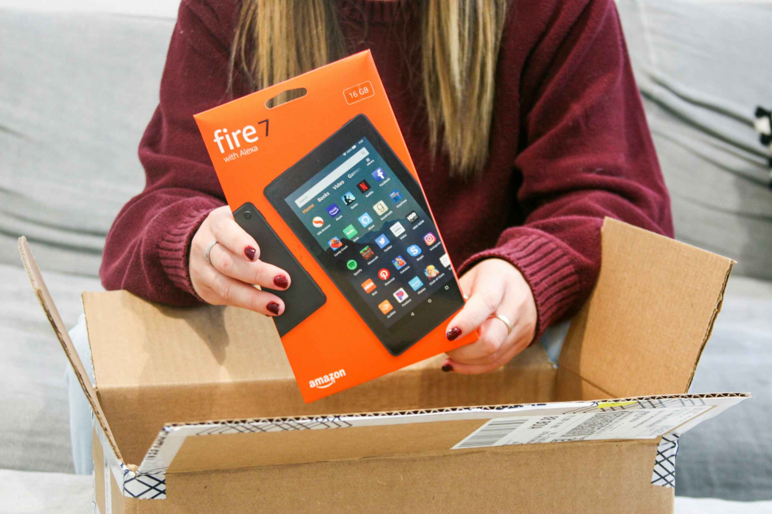 fire 7 tablet in box