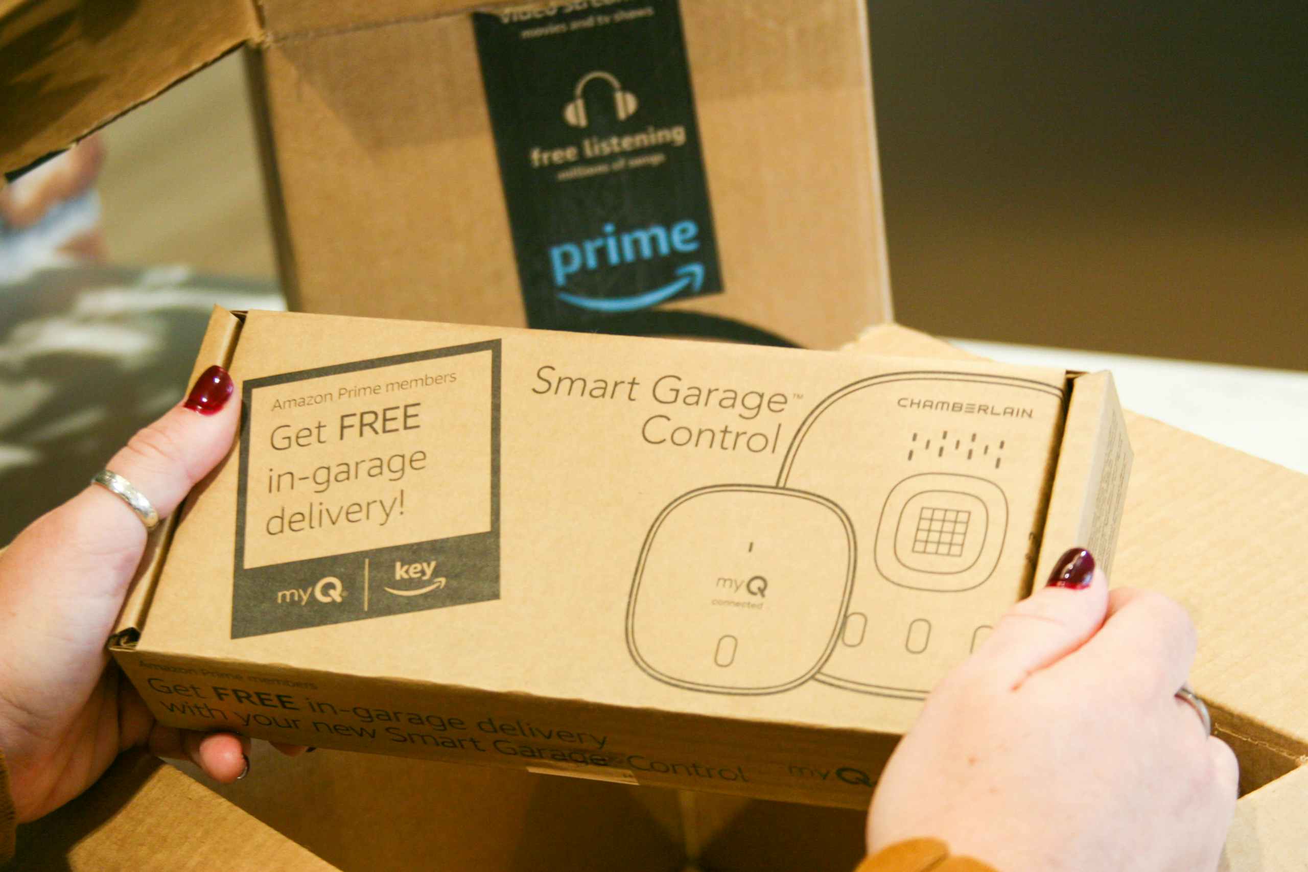 smart garage control next to prime box