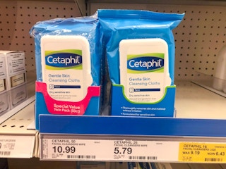 cetaphil gentle skin cleansing cloths on a target shelf